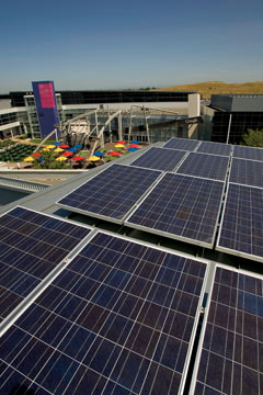 Solar panels at Google headquarters