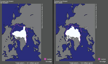 Maps showing Arctic sea-ice cover