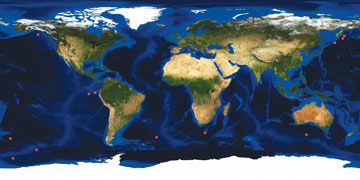 Map of iron-enrichment experiment locations