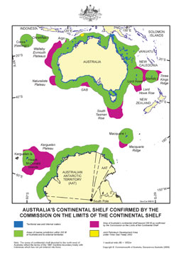 Map of Australia's continental shelf