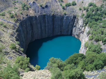 The “Big Hole,” a massive open-pit diamond mine near Kimberley, South Africa