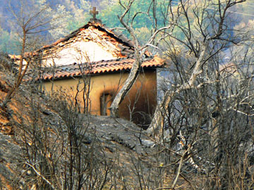 Fire damage in Greece