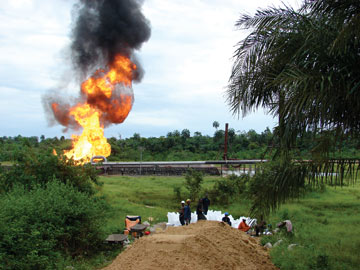 Gas flare at a flow station