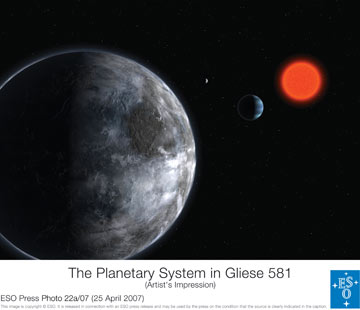 Artist's Impression of the Planetary System in Gliese 581