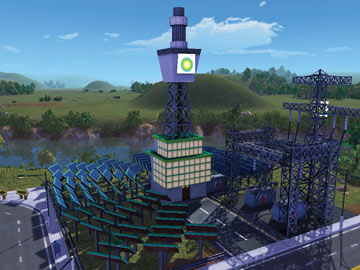 A branded solar power station in SimCity Societies