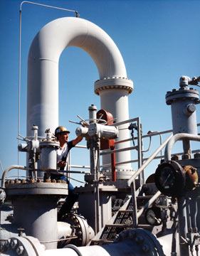 A pipeline valve at the Strategic Petroleum Reserve in Bryan Mound near Freeport, Texas.