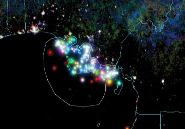 Satellite image of Nigeria's coastline