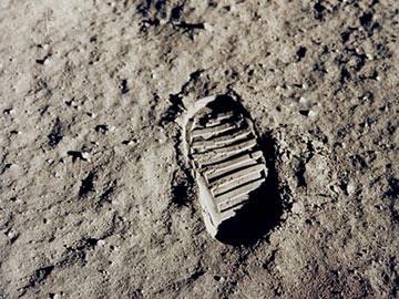Apollo 11 bootprint on moon