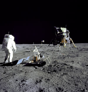 Buzz Aldrin on the moon