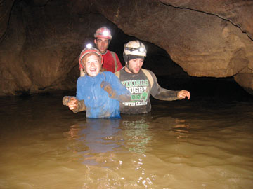Students in Indian Rockland Cave in West Virginia
