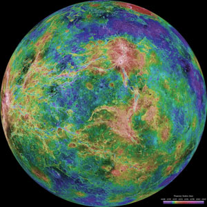 Topographic map of Venus