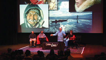 Richard Glenn speaking at the National Geographic Society in Washington, D.C.