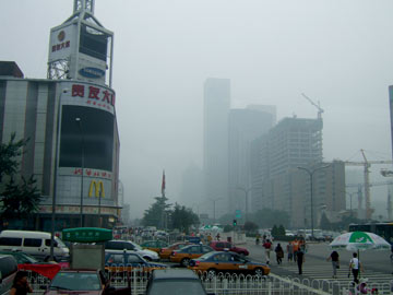 Thick smog in Beijing, China