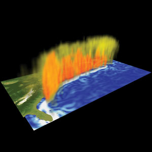 Map of eastern United States showing energy rising into the troposphere