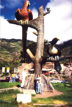Statue of the “Birds” near Baños, Ecuador, before 2006 pyroclastic flows