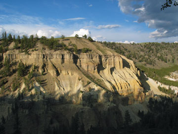 Columnar basalt at Yellowstone 