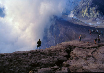 A volcano  at White Island in New Zealand