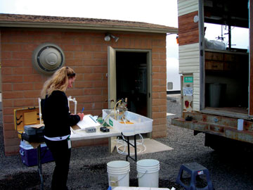 Hydrologist testing the water at a municipal well Nevada