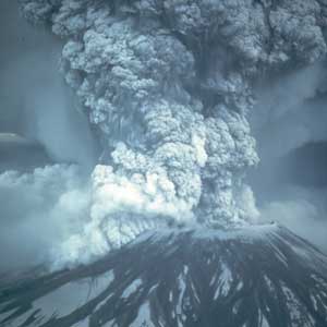 Depiction of Mount St. Helens eruption